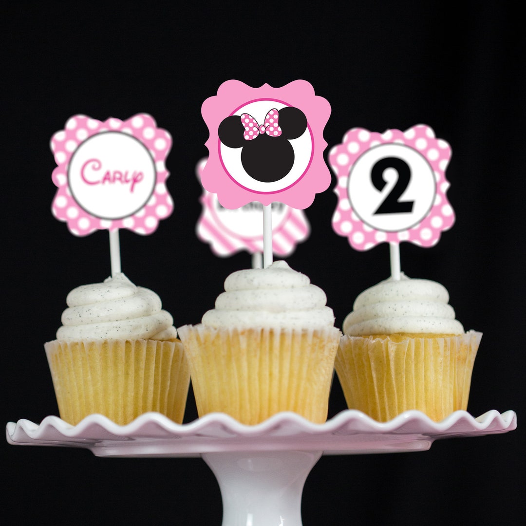 Minnie Mouse Cupcake Topper Printable Minnie Mouse Party Cupcake ...