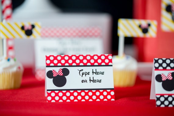Minnie Mouse Party Food Labels INSTANT DOWNLOAD - Red Minnie Mouse Party Buffet Sign Minnie Mouse Candy Table Signs by Printable Studio Il_570xn