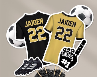 Centrotavola da calcio in nero e oro Centrotavola da calcio stampabili in nero Decorazioni da tavolo da calcio Decorazioni da banchetto da calcio in nero e oro
