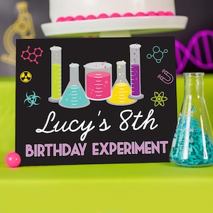 Science Party Welcome Sign in Pink, Printable Scientist Welcome Sign, Girls Science Birthday Party Sign by Printable Studio