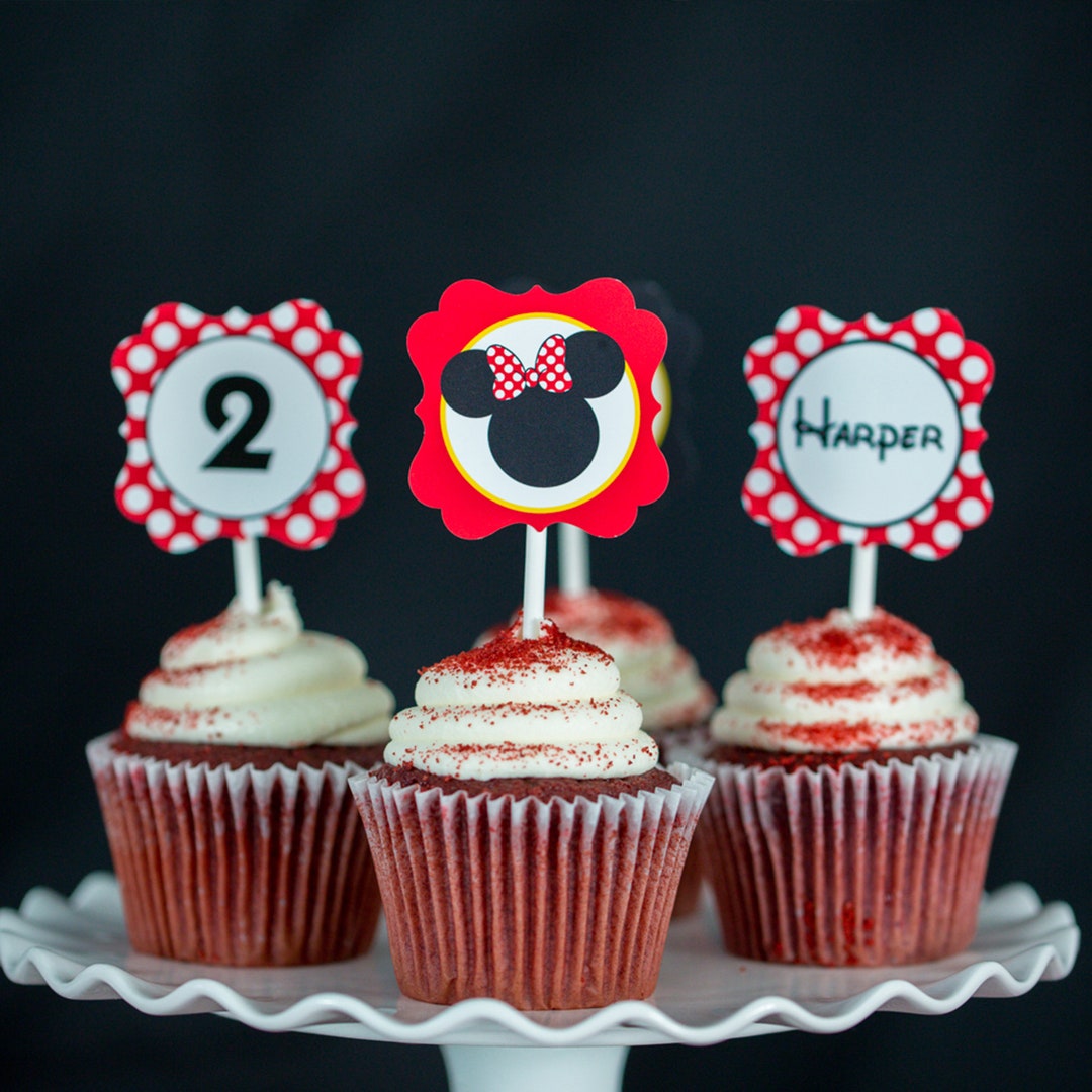 Minnie Mouse Cupcake Topper Printable Minnie Mouse Party Cupcake ...