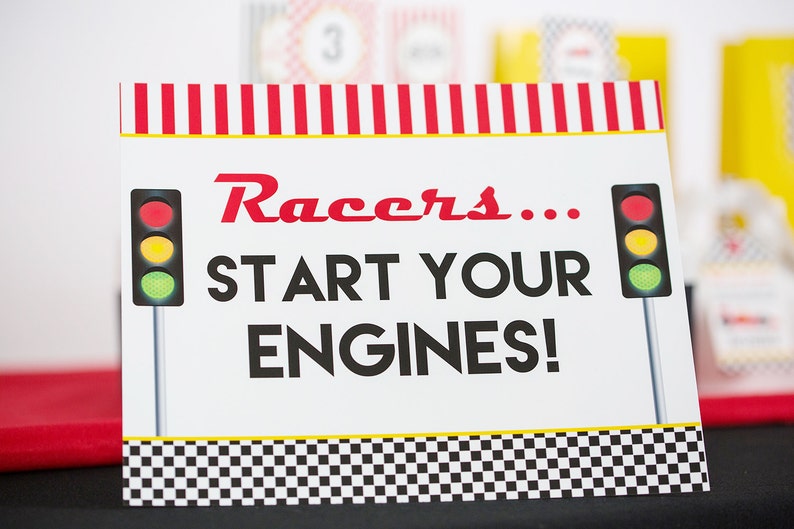 Race Car Party Signs Instant Download Race Car Birthday Etsy
