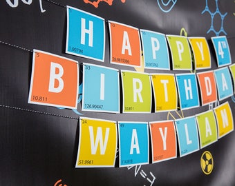 Editable Science Birthday Banner, Printable Scientist Party Banner, Science Birthday Banner in Blue, Boys Science Party Banner