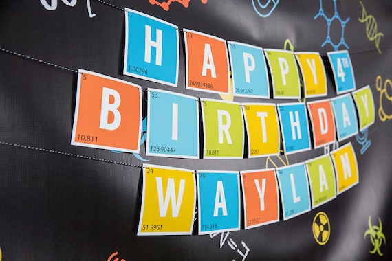 Science Party Birthday Banner - Printable Scientist Party Banner - Science Birthday Banner in Blue - Boys Science Party Banner Il_570xn