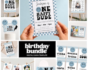 One Happy Dude Bundle, One Happy Dude Birthday Party Bundle, One Happy Dude 1st Birthday Bundle Template 0200 (digital file)