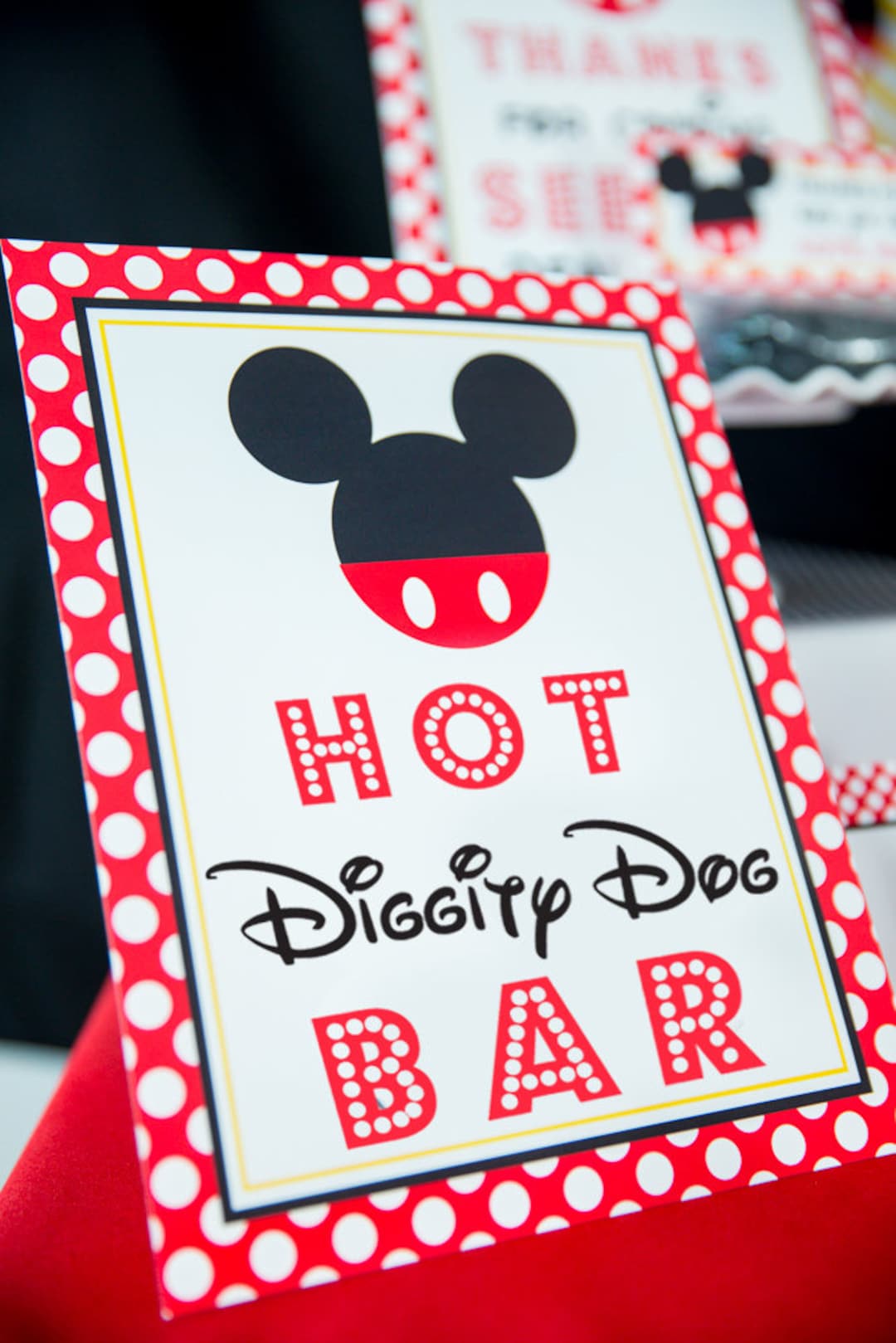 Hot Diggity Dog Bar Sign Red Mickey Mouse Party Sign Etsy