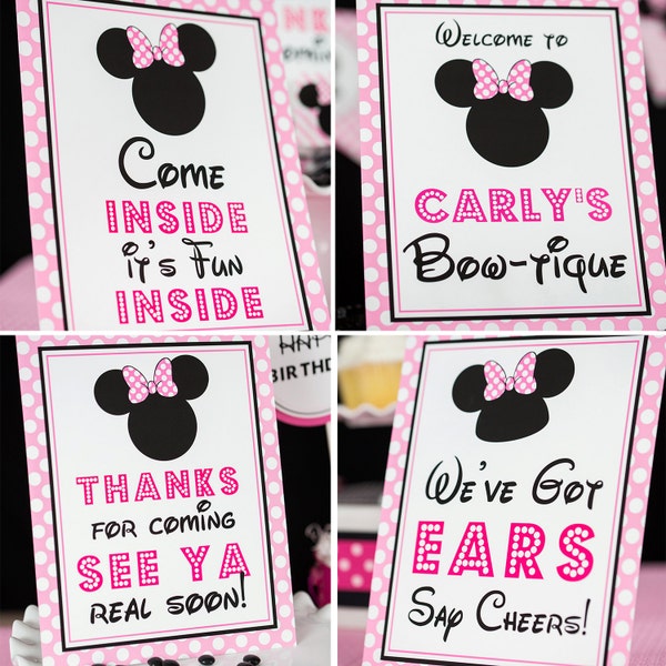 Minnie Mouse Party Signs in Light Pink - Instant Download Minnie Mouse Party Signs - Printable Set of Minnie Mouse Signs by Printable Studio