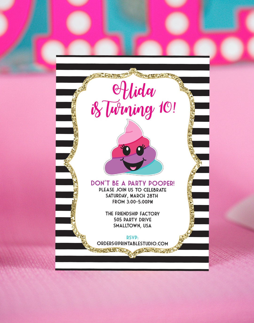 Poop Emoji Invitation INSTANT DOWNLOAD Printable Party - Etsy