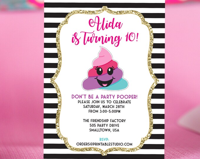 Poop Emoji Invitation INSTANT DOWNLOAD Printable Party - Etsy
