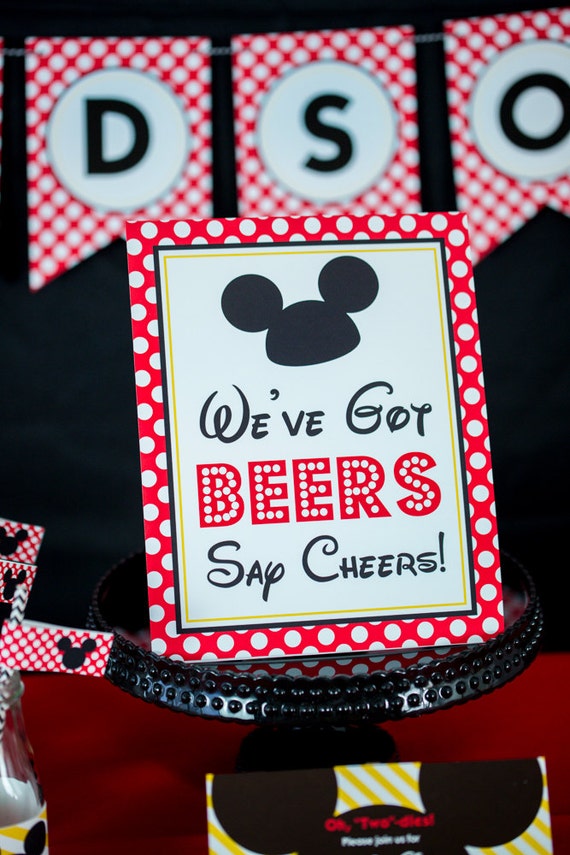 We've Got Beers Say Cheers Sign - Instant Download Mickey Mouse Party Sign - Printable Mickey Mouse Sign by Printable Studio Il_570xn