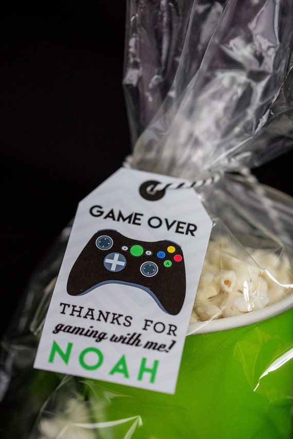 Video Game Favor Tags with Black Controller - Printable Video Game Party Favor Tags by Printable Studio Il_570xn