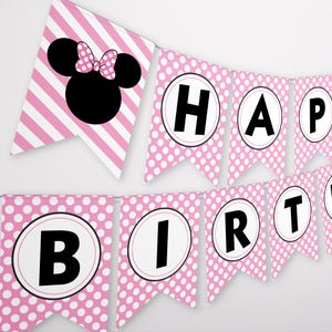 Minnie Mouse Birthday Banner, Instant Download Minnie Mouse Printable Banner by Printable Studio