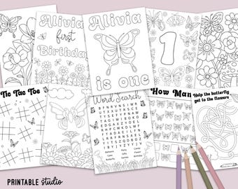 Kolorowanki z motylami, strony z aktywnościami z motylami, aktywności na przyjęcie urodzinowe z motylami, gry imprezowe z motylami do druku