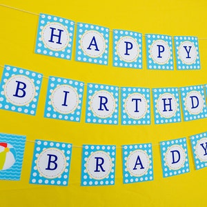 Pool Party Birthday Banner Instant Download Pool Party Printable Pool ...