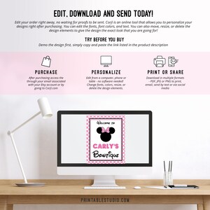 Minnie Mouse Party Signs in Light Pink - Instant Download Minnie Mouse Party Signs - Printable Set of Minnie Mouse Signs by Printable Studio image 9