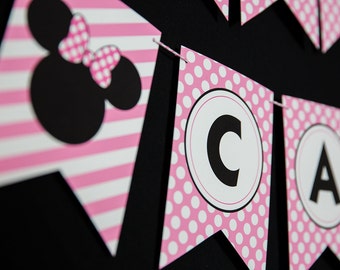 Minnie Mouse Birthday Banner - Instant Download Minnie Mouse Printable Banner by Printable Studio