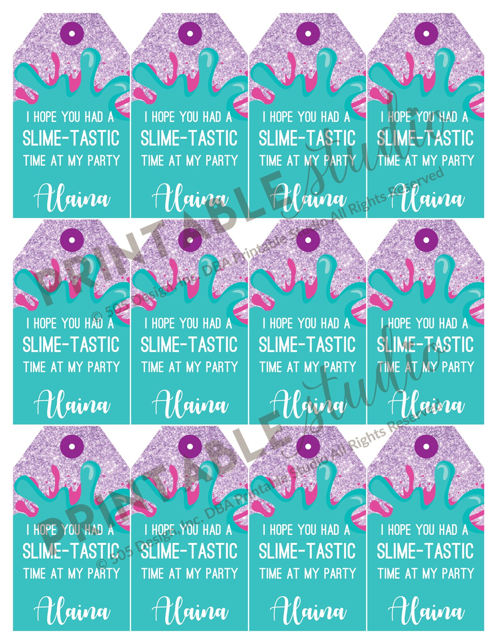Slime Favor Tags Printable Slime Party Favor Tags Instant - Etsy España