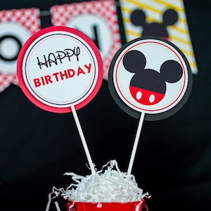 Mickey Mouse-tafelversieringen - rode Mickey-tafeldecoraties - Mickey Mouse-tafeldecoraties - afdrukbare tafeldecoraties door afdrukbare studio
