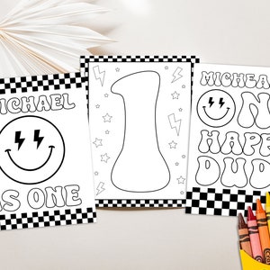 Editable ONE Happy Dude Party Coloring Pages Happy Dude Activity Pages One Happy Dude Birthday Party Activities Printable Party Games image 2