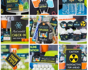 Science Birthday Decorations, Science Party Decorations,  Mad Scientist Party, Boys Science Decorations, STEM Party Decor Blue Science Party