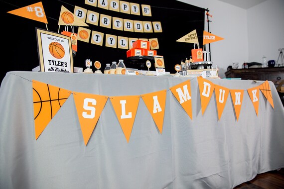 Slam Dunk Banner - Instant Download Basketball Banner - Basketball Party High Chair Banner - Basketball Party Banner by Printable Studio Il_570xn