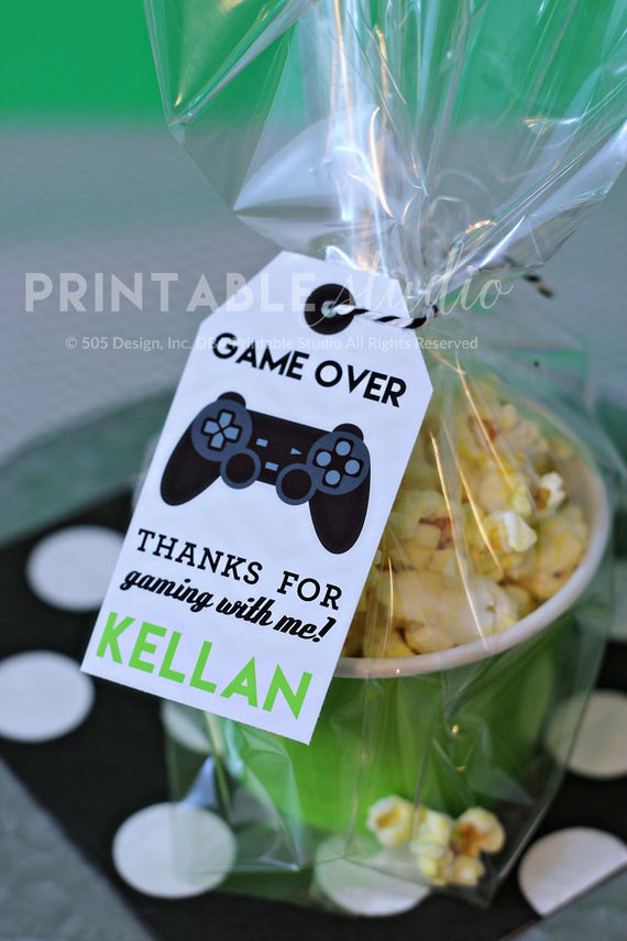 Video Game Thank You Tag with Black Controller - Printable Video Game Party Favor Tags by Printable Studio Il_570xn