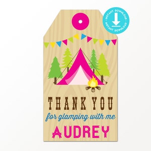Camping Favor Tags Printable Glamping Party Favor Tags by - Etsy