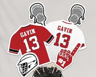 Red Lacrosse Banquet Centerpieces, Graduation Party Decor Canva Template (Digital File)