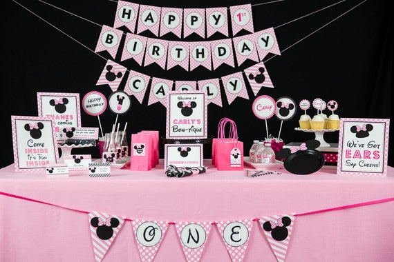 Minnie Mouse Birthday Decorations Pink Minnie Mouse Party Decorations  Minnie Mouse Birthday Party in Light Pink by Printable Studio 