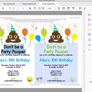 Party Pooper Invitation INSTANT DOWNLOAD Printable Emoji Party Invitation by Printable Studi image 2