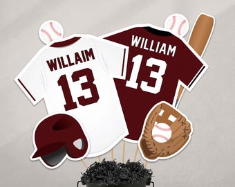 Editable Baseball Centerpieces in Maroon, Graduation Table Decorations (digital file)