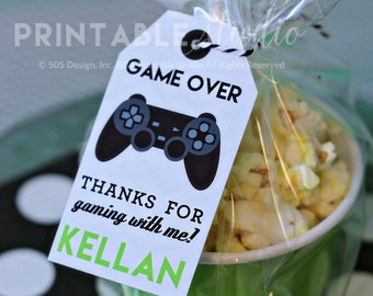 Video Game Thank You Tag with Black Controller - Printable Video Game Party Favor Tags by Printable Studio