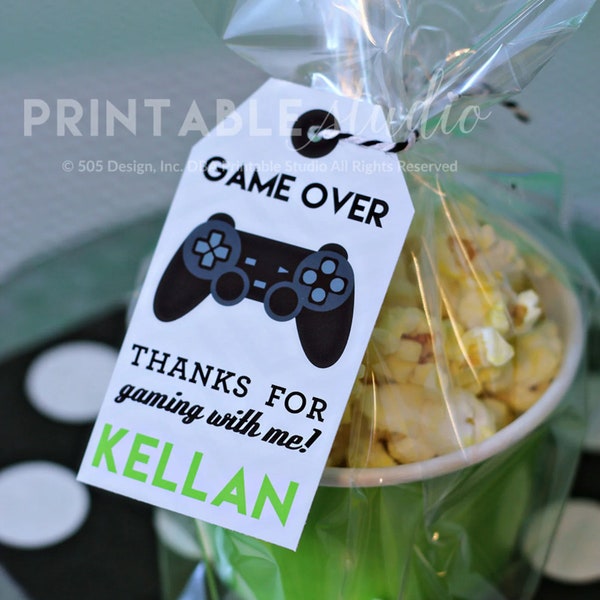Video Game Thank You Tag with Black Controller - Printable Video Game Party Favor Tags by Printable Studio