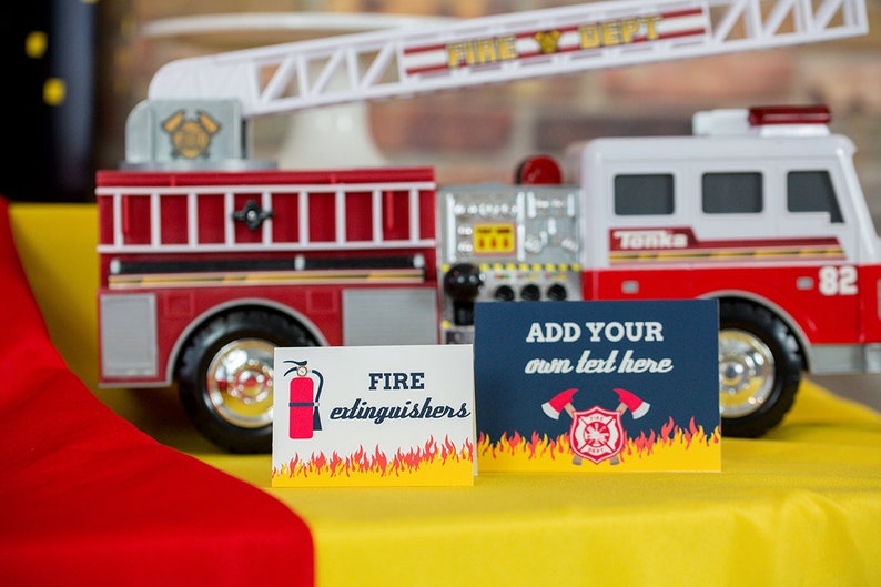 Fireman Food Labels Instant Download Editable Fireman Food Label Birthday Party by Printable Studio Firefighter Food Label