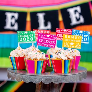 Graduation Fiesta Cupcakes Printable Graduation Cupcake Toppers Instant Download Graduation Party Cupcakes Fiesta Cupcake Toppers image 3