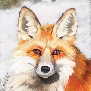 Original Painting of Red Fox in Winter Wildlife Art
