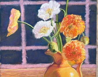 Poppies Painting Original Art in Pastel