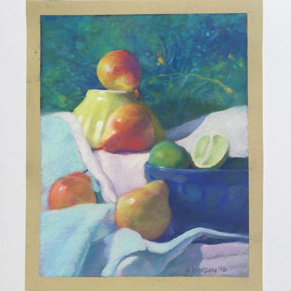 Still Life Original Painting Pears Pastel ArtEqualsJoy