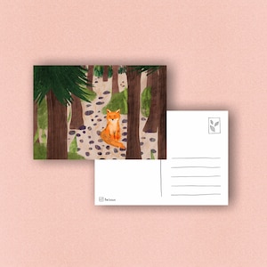 Little fox in the forest - postcard A6