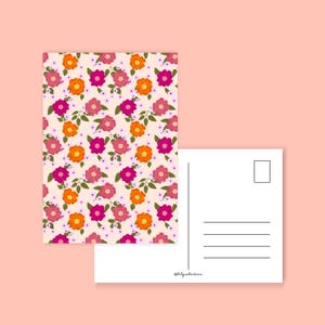 Carte postale Fleurs rose/fuchia