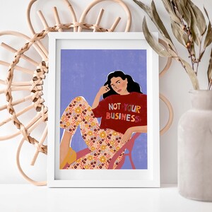 Nicht Ihr Geschäft - Illustrationsdruck A4 - Wandkunst - Geschenk für Sie - Blumen