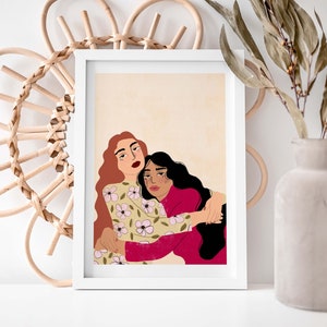 La vida es mejor con un suéter - Impresión de ilustración A4 - arte de pared - regalo para ella - flores