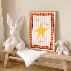 Twinkle twinkle petite étoile - Illustration imprimée A4 - A5 babygirl - crèche - wallart - cadeau nouveau-né - art de la crèche