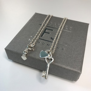 Sterling Silver Key to My Heart Necklace: Handmade Dainty Pendant