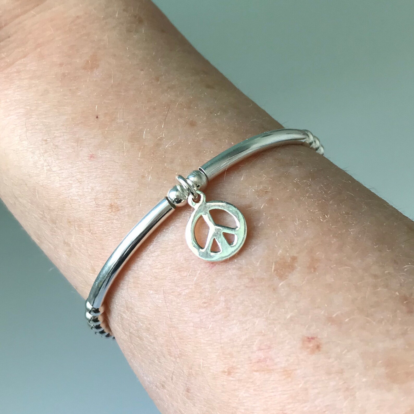 Peace Sign Bracelet Sterling Silver Bracelets Gift for Women Etsy UK