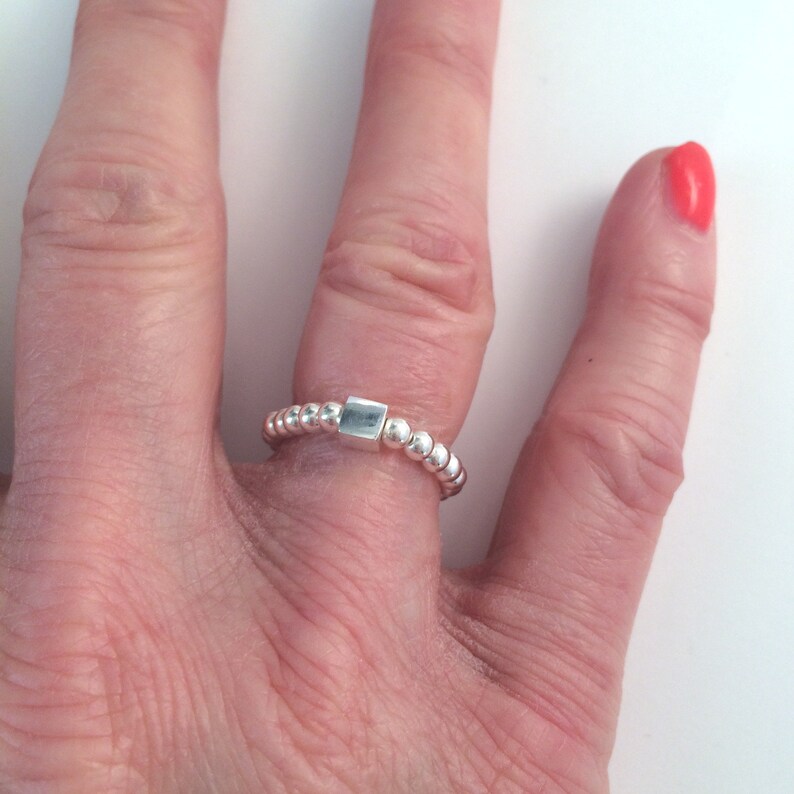 Sterling Silver Bead Rings for Women Stacking Stretch Ring Etsy UK