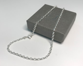 Sterling Silver Anklet Chain, Silver Belcher Chain Ankle Bracelet, Gift for Women, UK Handmade, Custom Sizes, Gift Boxed