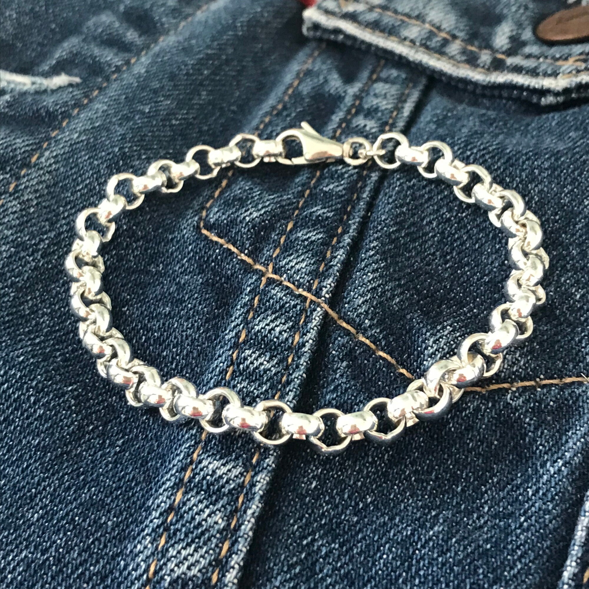 Mens Sterling Silver Bracelet Solid 