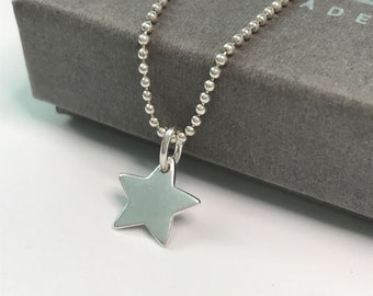 for Women, Star Charm on Ball Bead Chain, UK Handmade Gift for Women, Custom Sizes, Gift Box