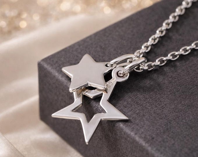 Featured listing image: Sterling Silver Star Pendant Necklace: Dainty Layering Jewelry